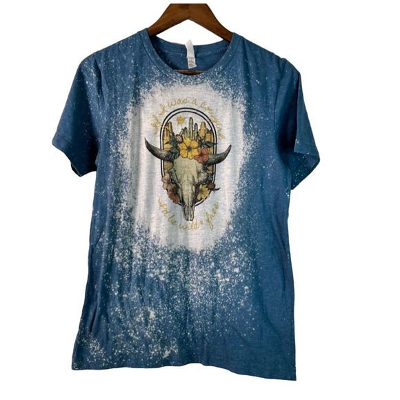 Bella + Canvas Tops - Cowgirl Western Boho Tee Shirt Blue Sz M